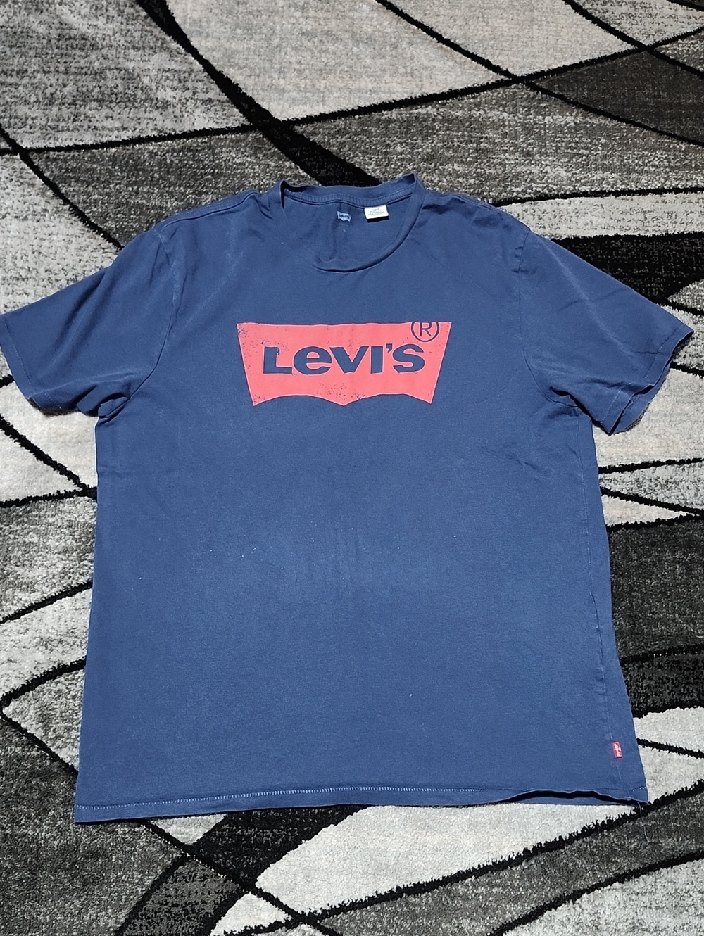 LEVI'S NAVY BLUE GRAPHIC LOGO COTTON CREWNECK TEE-SHIRT
